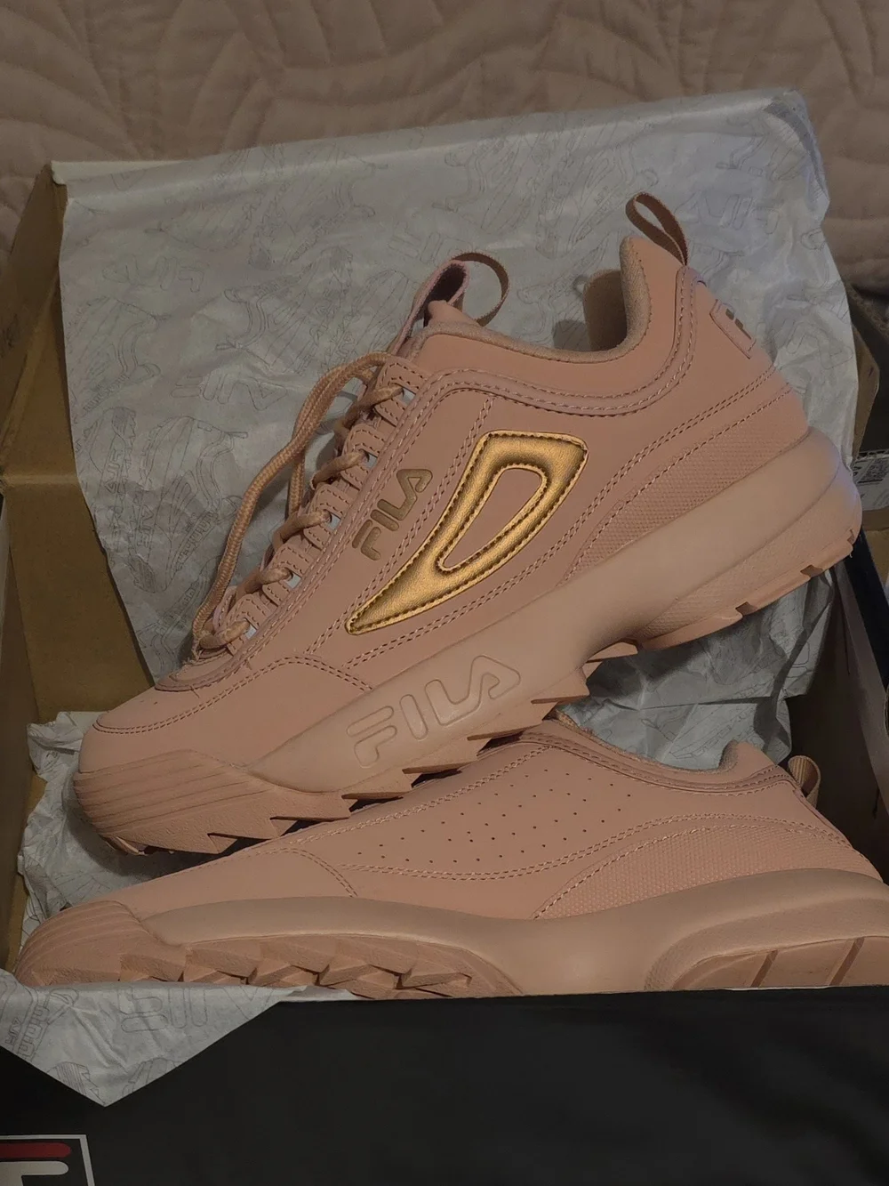 FILA Women's Peach Sneakers with Rose Gold Accent